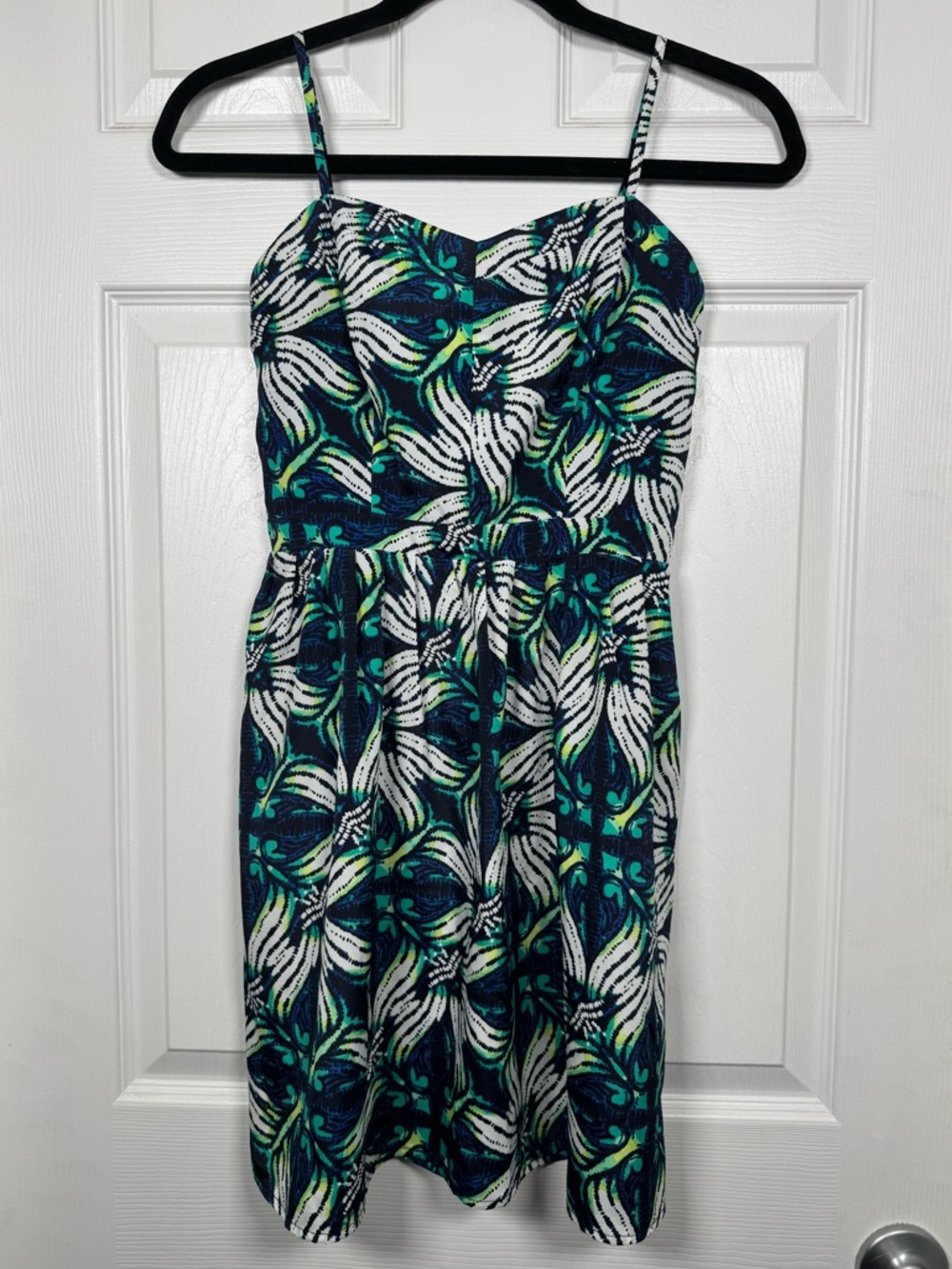 Gap Tropical Floral Fit & Flare Mini Sundress Blue Green Size 0